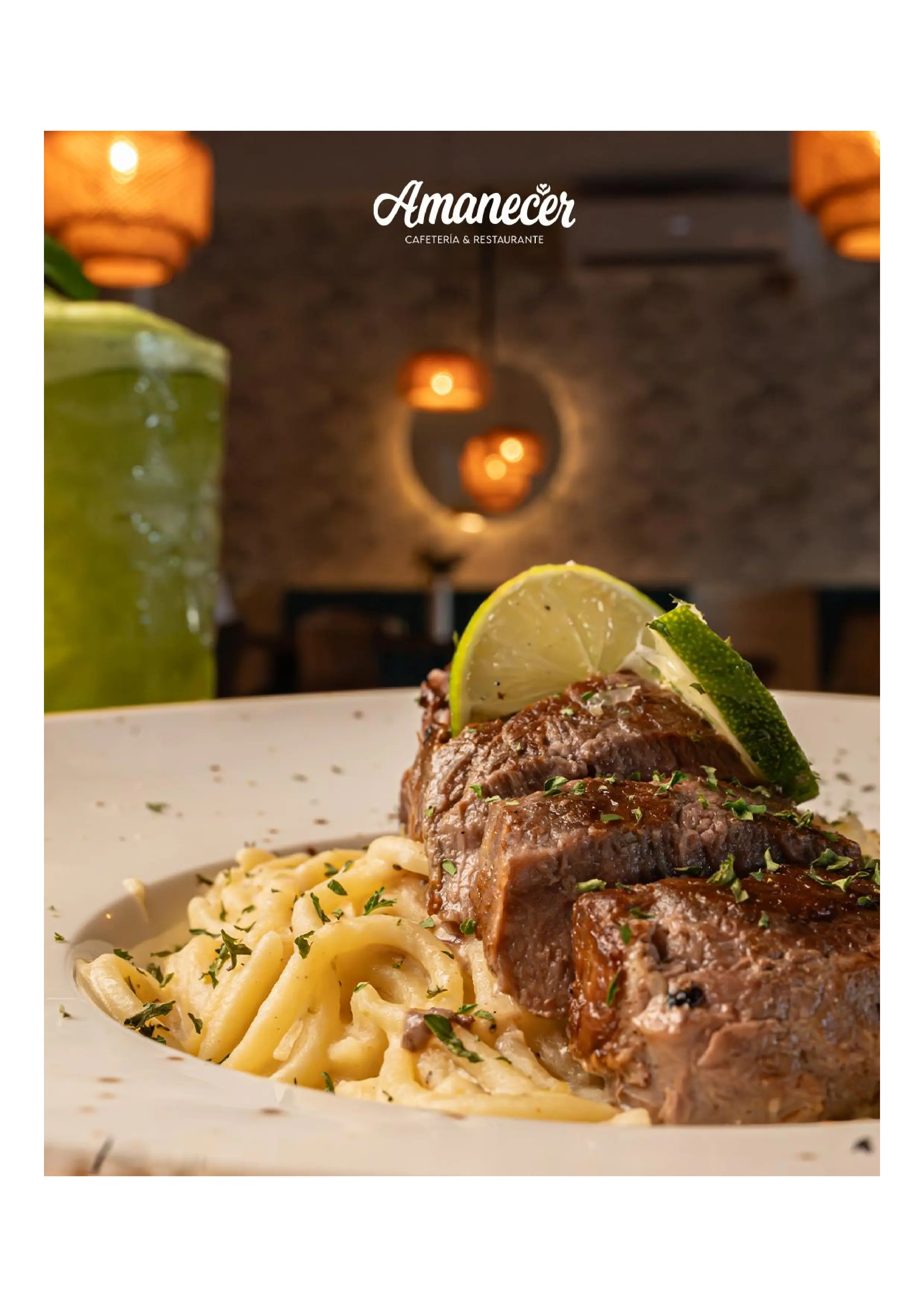 Pasta limon con lomito